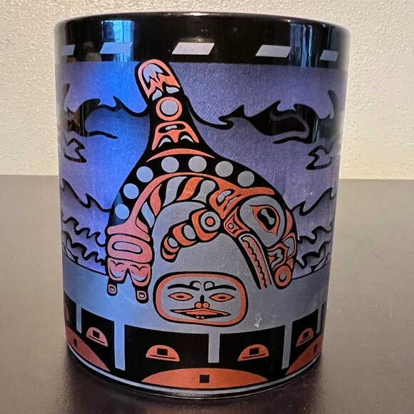 Northwest Pacific Coast Native American Indian Design Orca Whale Chinook Salmon - Picture 1 of 6